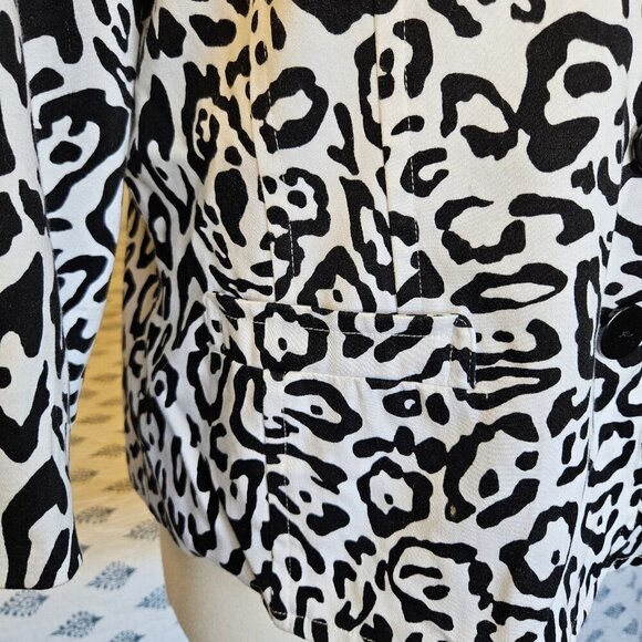 Linea Animal Print Cotton Blazer XL – 3/4 Sleeve Button Front Jacket Safari Chic - Picture 9 of 16